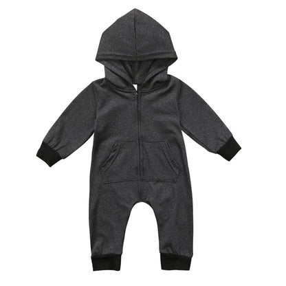 Varm baby overall med huva – bomull & dragkedja