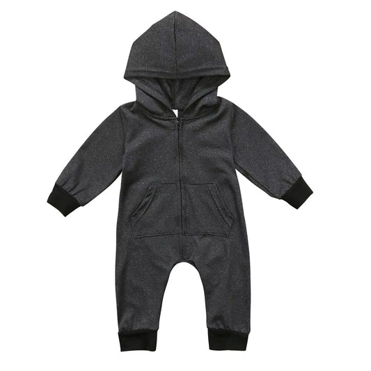 Varm baby overall med huva – bomull & dragkedja