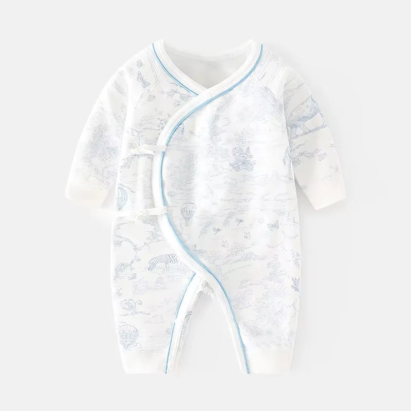 Baby Romper – Långärmad Bodysuit i Mjuk Bomull med Tryck