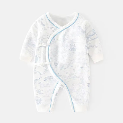 Baby Romper – Långärmad Bodysuit i Mjuk Bomull med Tryck