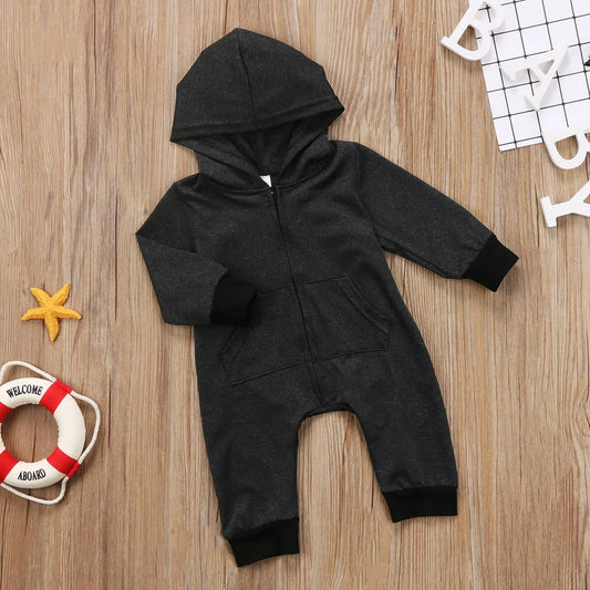 Varm baby overall med huva – bomull & dragkedja