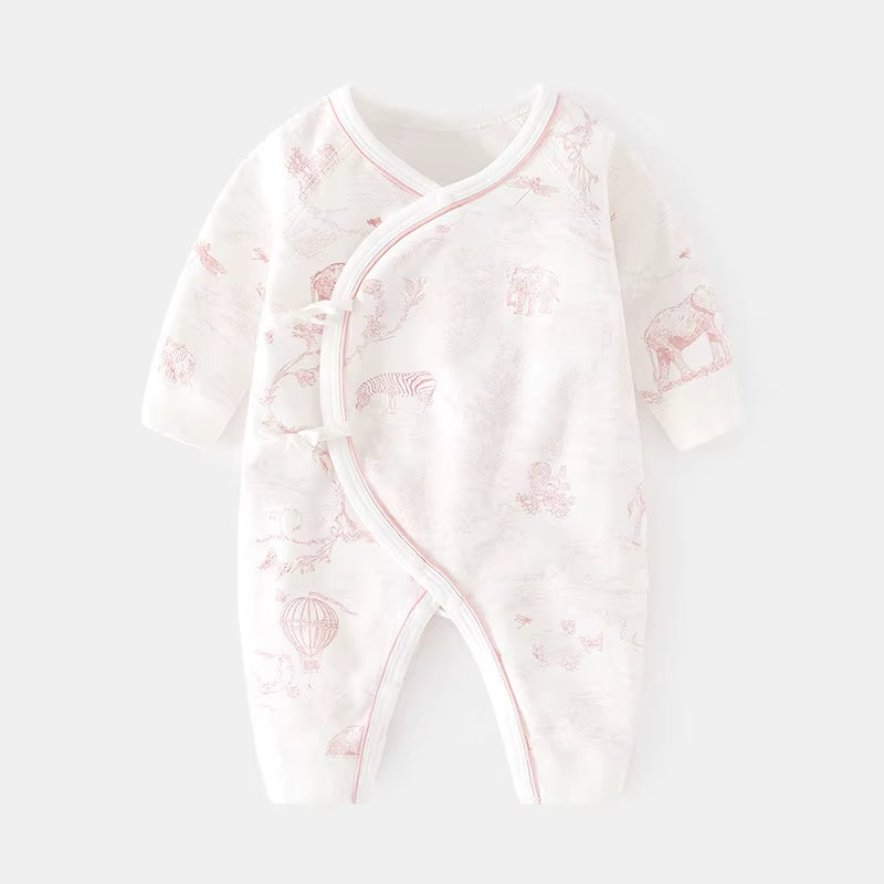 Baby Romper – Långärmad Bodysuit i Mjuk Bomull med Tryck