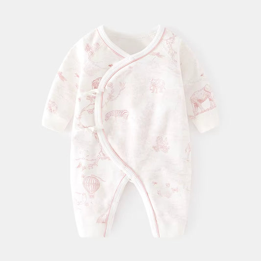 Baby Romper – Långärmad Bodysuit i Mjuk Bomull med Tryck