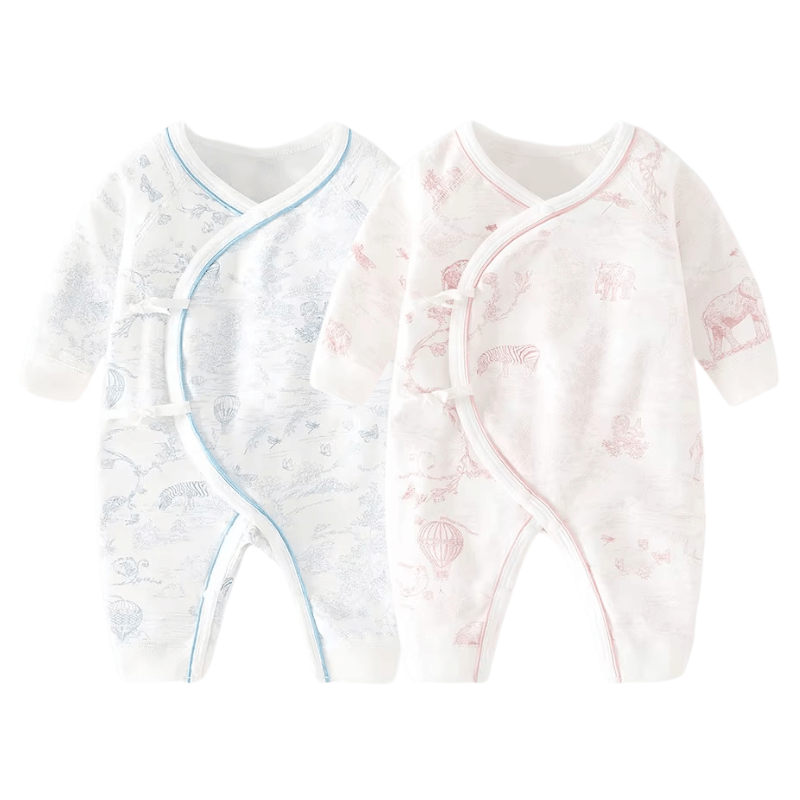 Baby Romper – Långärmad Bodysuit i Mjuk Bomull med Tryck