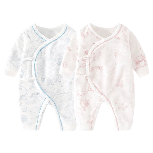Baby Romper – Långärmad Bodysuit i Mjuk Bomull med Tryck